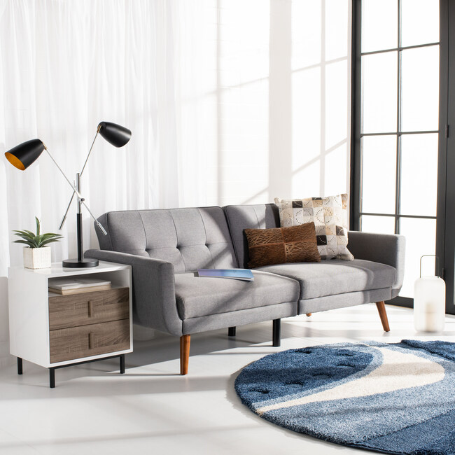 Bushwick Foldable Futon Bed, Dark Grey Linen - Accent Seating - 2