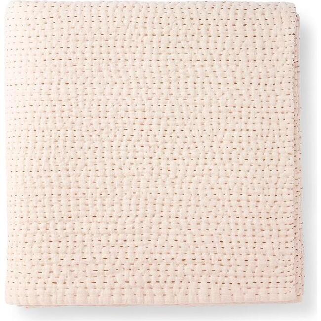 Linen Kantha Baby Quilt Blanket, Blush - Quilts - 1