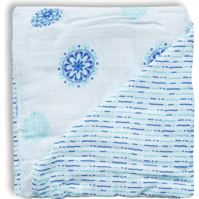 Organic Muslin Four-Layer Reversible Snug Blanket, Mandala