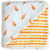 Organic Muslin Four-Layer Reversible Snug Blanket, Carrot - Blankets - 1 - thumbnail