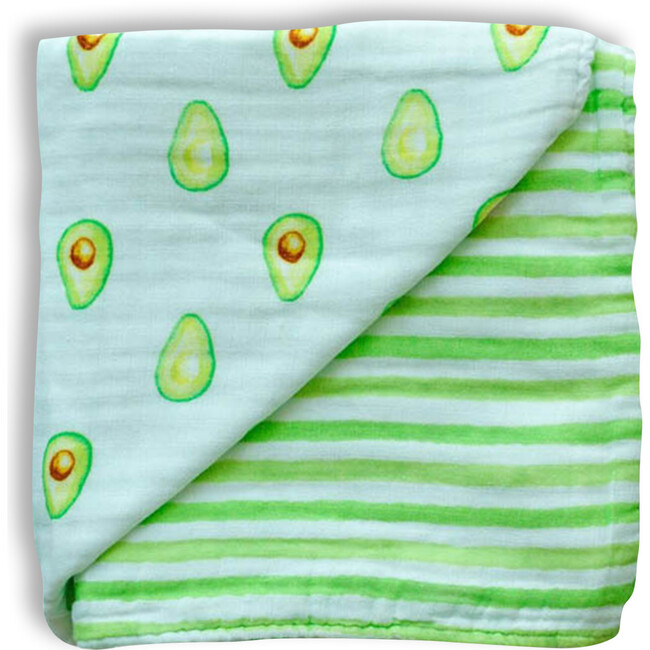 Organic Muslin Four-Layer Reversible Snug Blanket, Avocado