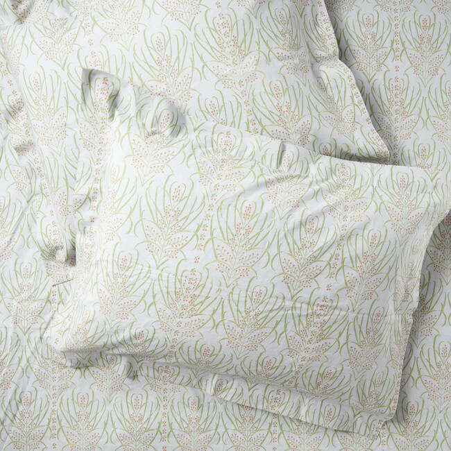 Set of 2 Vines Suzani Standard Pillow Shams, Light Teal