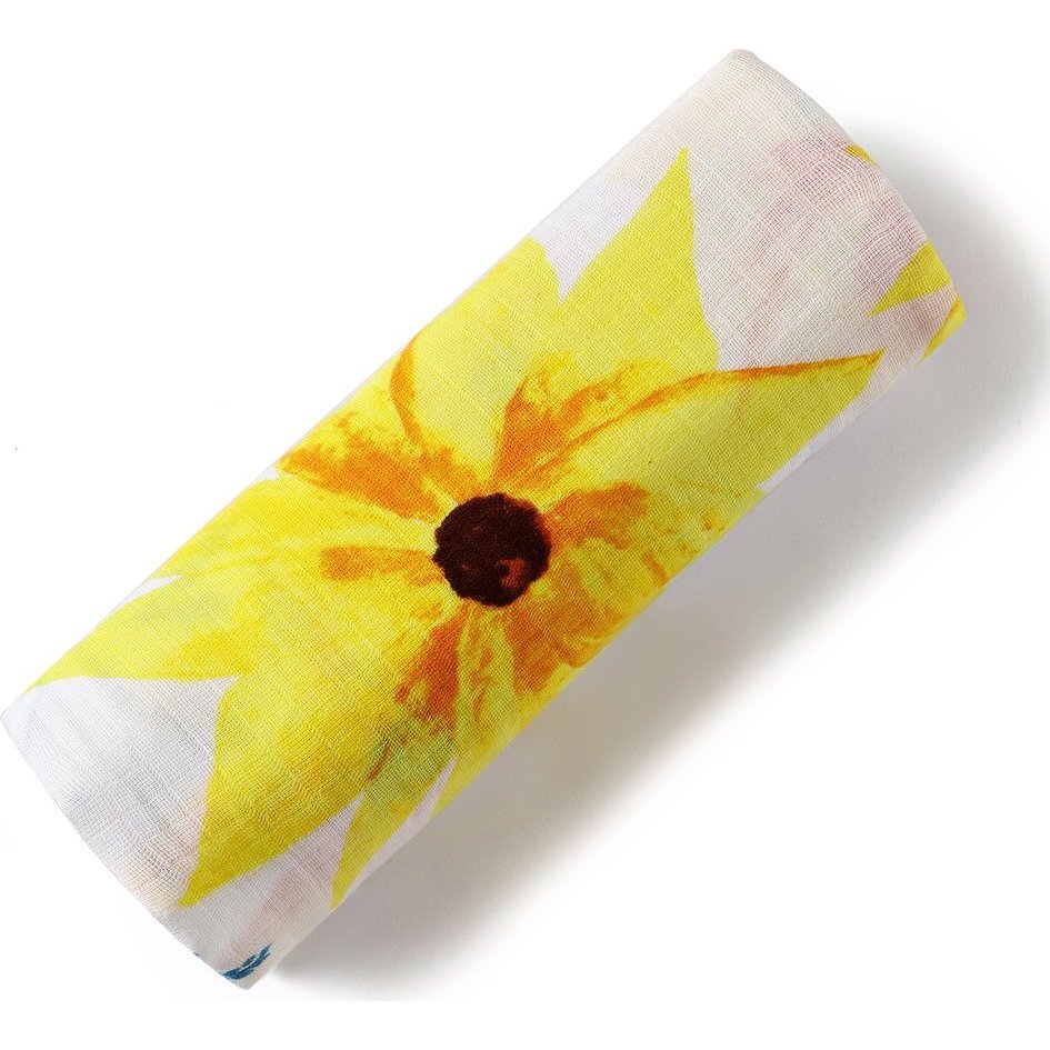 Organic Cotton Muslin Swaddle, Sunflower - Swaddles - 1