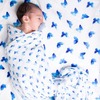 Organic Cotton Muslin Swaddle, Blue Butterfly - Swaddles - 2