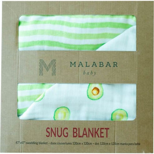 Organic Muslin Four-Layer Reversible Snug Blanket, Avocado - Blankets - 6