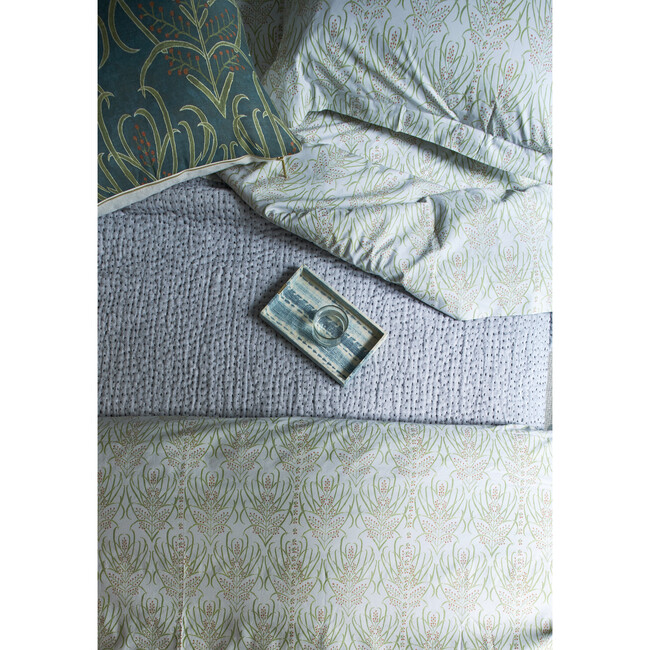 Set of 2 Vines Suzani Standard Pillow Shams, Light Teal - Sheets - 4