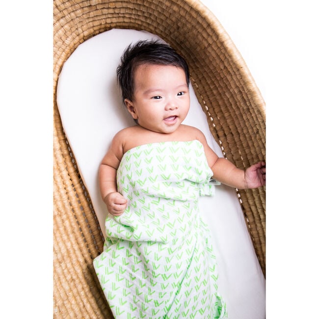 Organic Cotton Muslin Swaddle, Grass - Swaddles - 3