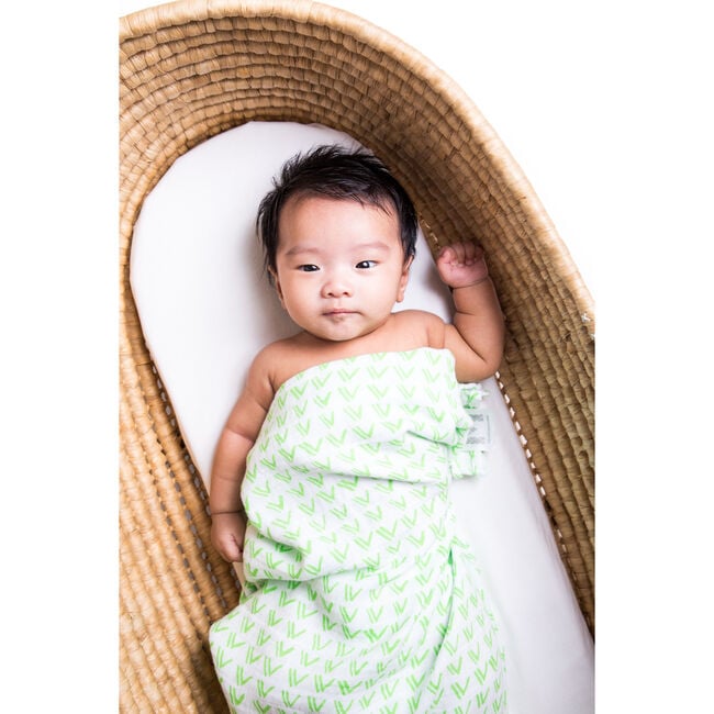 Organic Cotton Muslin Swaddle, Grass - Swaddles - 4