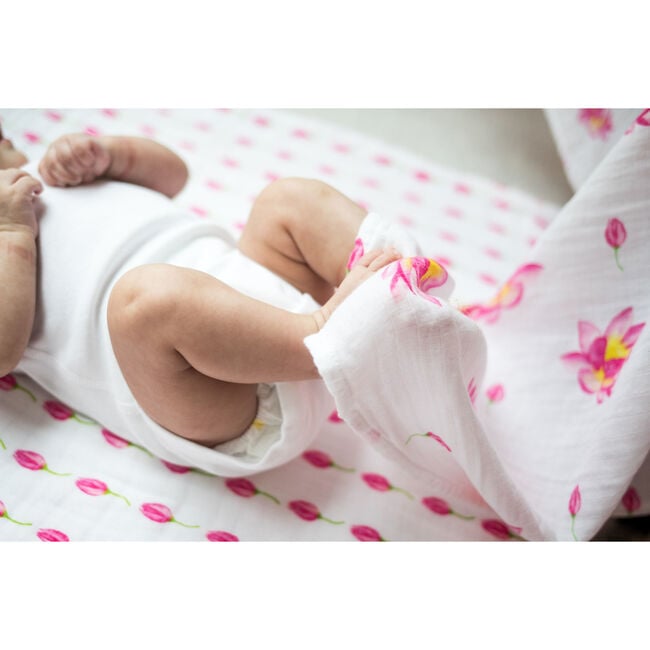 Organic Cotton Muslin Swaddle, Magical Lotus - Swaddles - 4