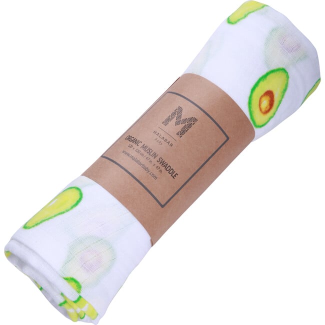 Organic Cotton Muslin Swaddle, Avocado - Swaddles - 6