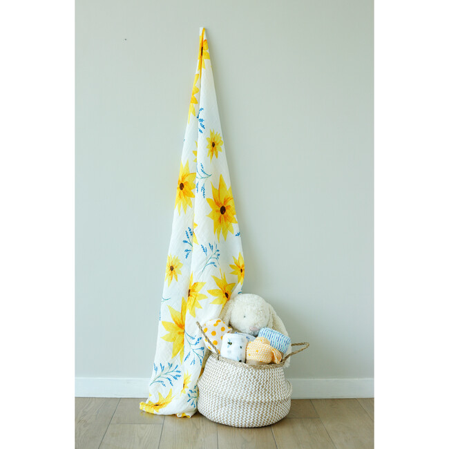 Organic Cotton Muslin Swaddle, Sunflower - Swaddles - 5