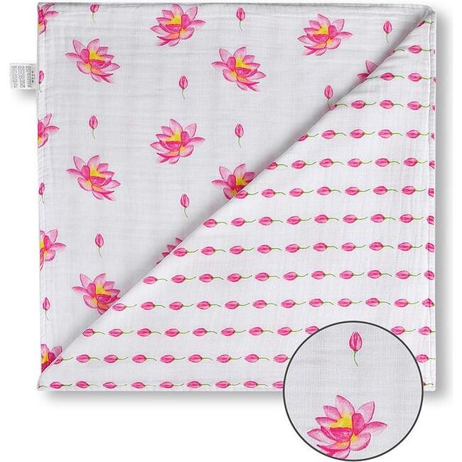 Organic Muslin Four-Layer Reversible Snug Blanket, Lotus - Blankets - 5