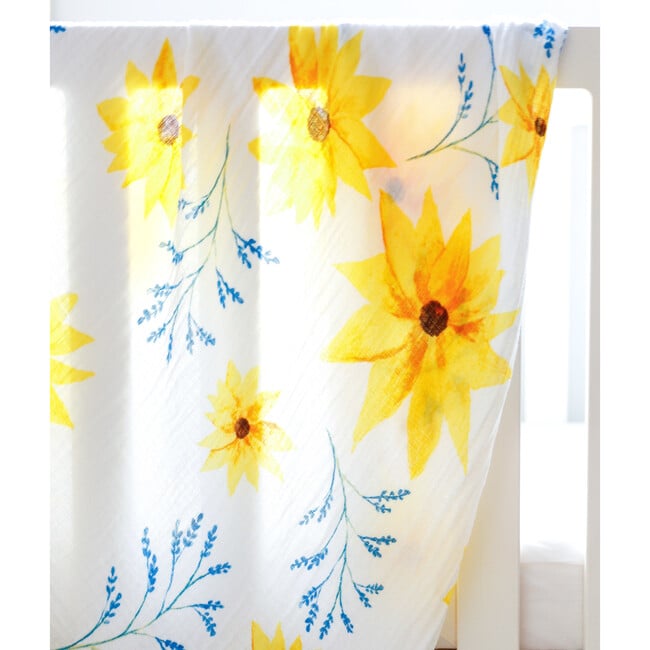 Organic Cotton Muslin Swaddle, Sunflower - Swaddles - 6