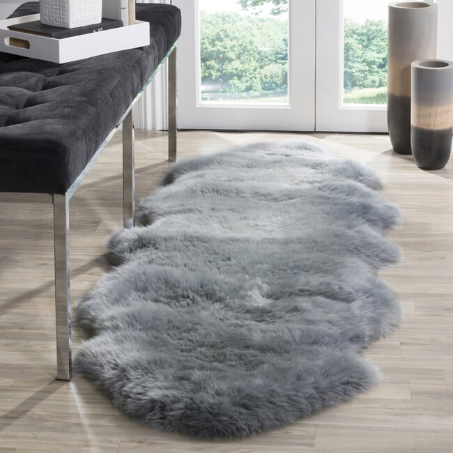 Sheepskin Rug, Steel Blue - Rugs - 4