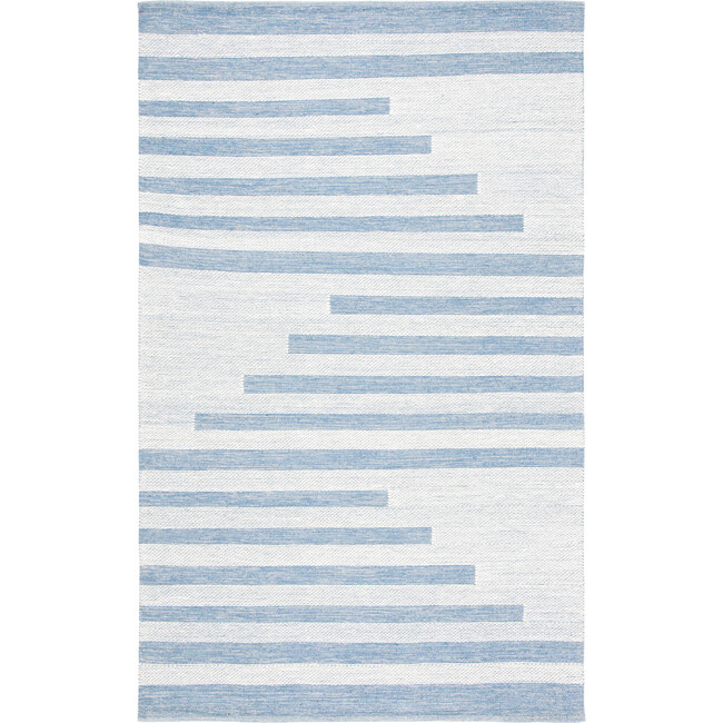 Striped Kilim Zeke Rug, Blue/White