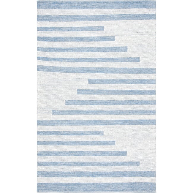 Striped Kilim Zeke Rug, Blue/White