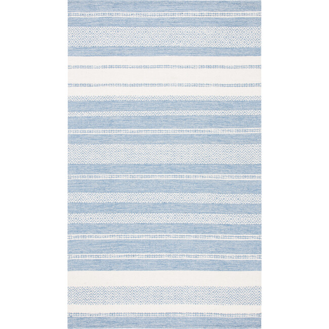 Striped Kilim Xander Rug, Blue/White