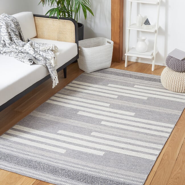 Striped Kilim Ezra Rug, Grey - Rugs - 2