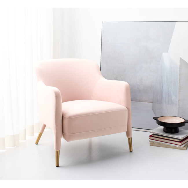 Topaz Velvet Arm Chair, Light Pink