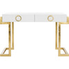Maia 2-Drawer Desk, White/Gold Leaf - Desks - 1 - thumbnail