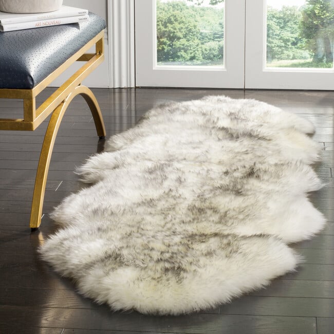 Sheepskin Rug, Ivory/Smoke - Rugs - 6