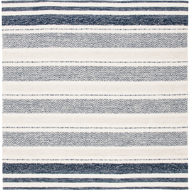 Striped Kilim Callum Rug, Cream/Navy - Rugs - 3