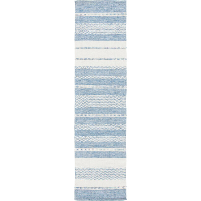 Striped Kilim Xander Rug, Blue/White - Rugs - 5