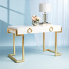 Maia 2-Drawer Desk, White/Gold Leaf - Desks - 4