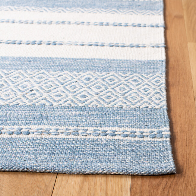 Striped Kilim Xander Rug, Blue/White - Rugs - 7