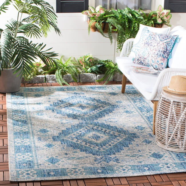 Courtyard Paige Indoor/Outdoor Rug, Blue - Rugs - 2