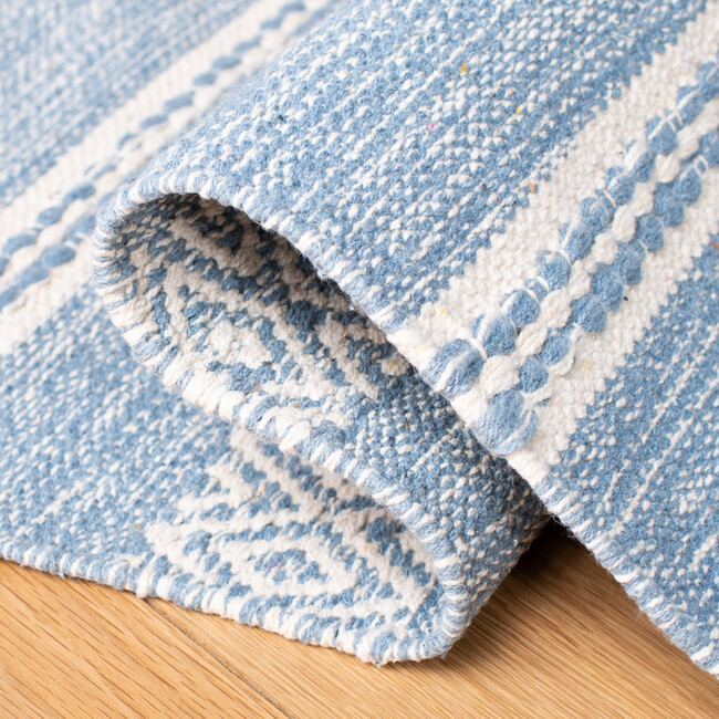 Striped Kilim Xander Rug, Blue/White - Rugs - 9