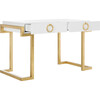 Maia 2-Drawer Desk, White/Gold Leaf - Desks - 5