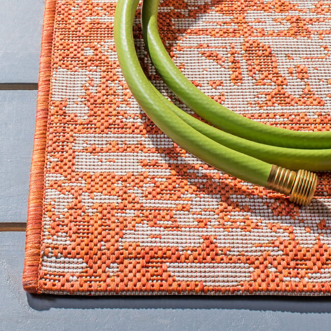 Courtyard Chloe Indoor/Outdoor Rug, Orange - Rugs - 3