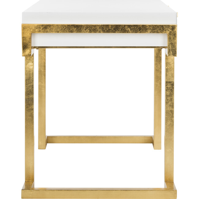 Maia 2-Drawer Desk, White/Gold Leaf - Desks - 6