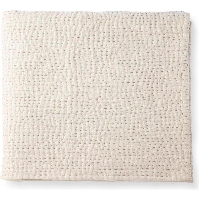Quilt Blanket, Flax Linen Kantha - Quilts - 1