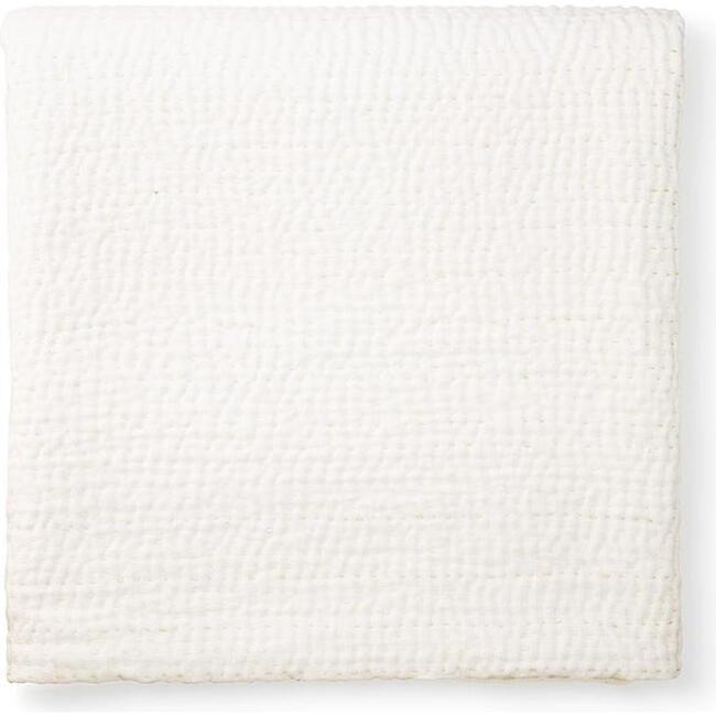 Quilt Blanket, White Linen Kantha - Quilts - 1