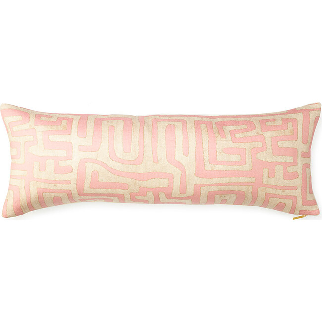 Classic Kuba Cloth Lumbar Pillow, Terracotta