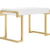 Maia 2-Drawer Desk, White/Gold Leaf - Desks - 7