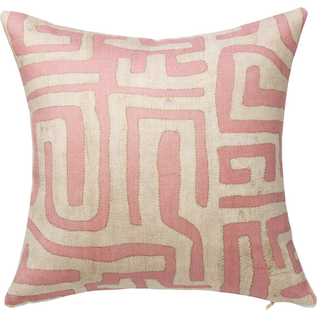 Kuba Cloth Printed Pillow, Terracotta - Decorative Pillows - 1