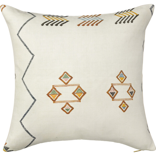 Cacus Silk Printed Pillow, Ecru - Decorative Pillows - 1