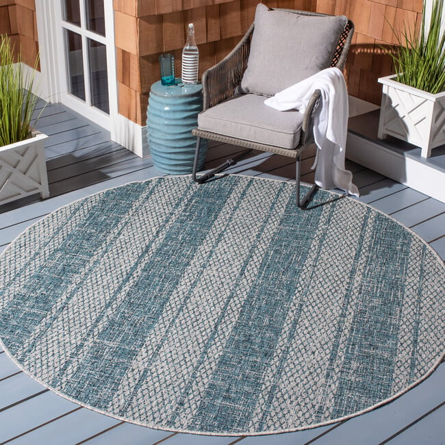 Courtyard Penny Indoor/Outdoor Rug, Dark Turquoise - Rugs - 3