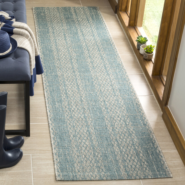 Courtyard Penny Indoor/Outdoor Rug, Turquoise - Rugs - 7