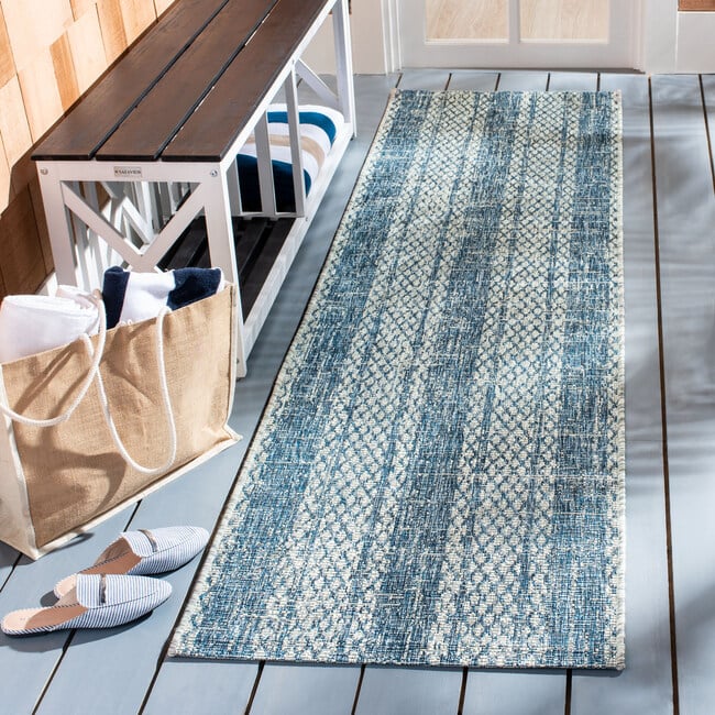 Courtyard Penny Indoor/Outdoor Rug, Blue - Rugs - 8