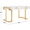 Maia 2-Drawer Desk, White/Gold Leaf - Desks - 9
