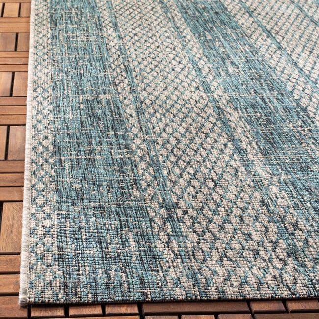 Courtyard Penny Indoor/Outdoor Rug, Dark Turquoise - Rugs - 7