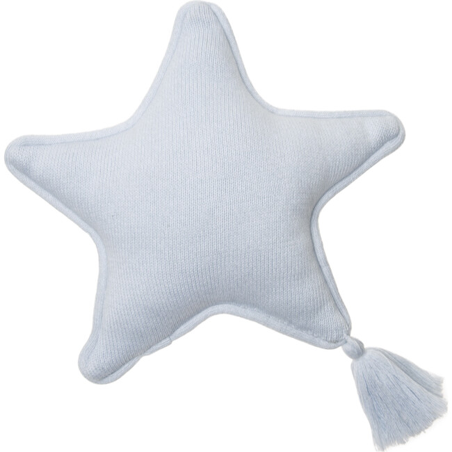 Knitted Twinkle Star Cushion, Soft Blue