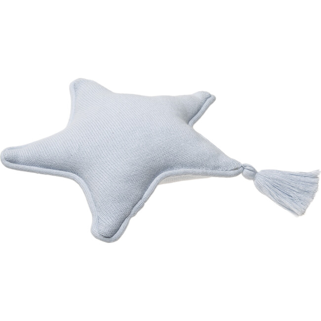 Knitted Twinkle Star Cushion, Soft Blue