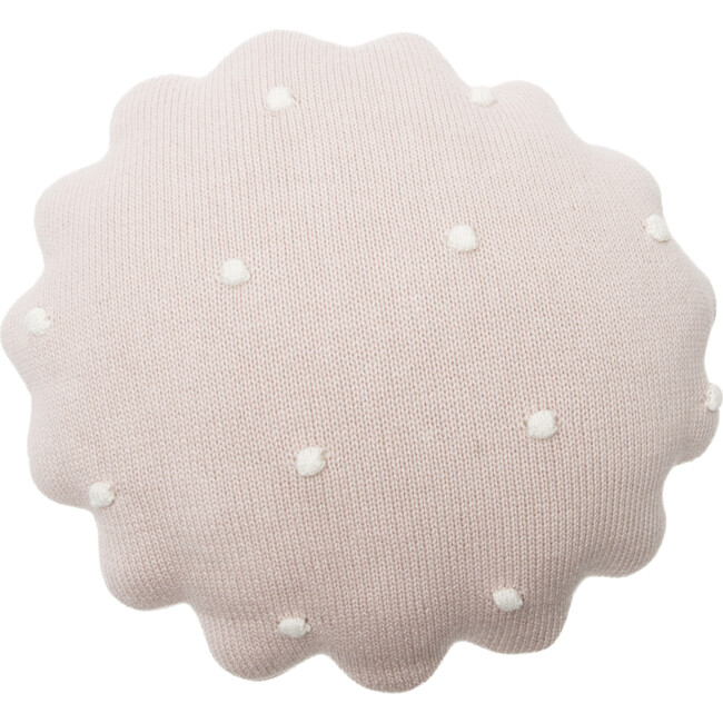 Round Knitted Biscuit Cushion, Pink