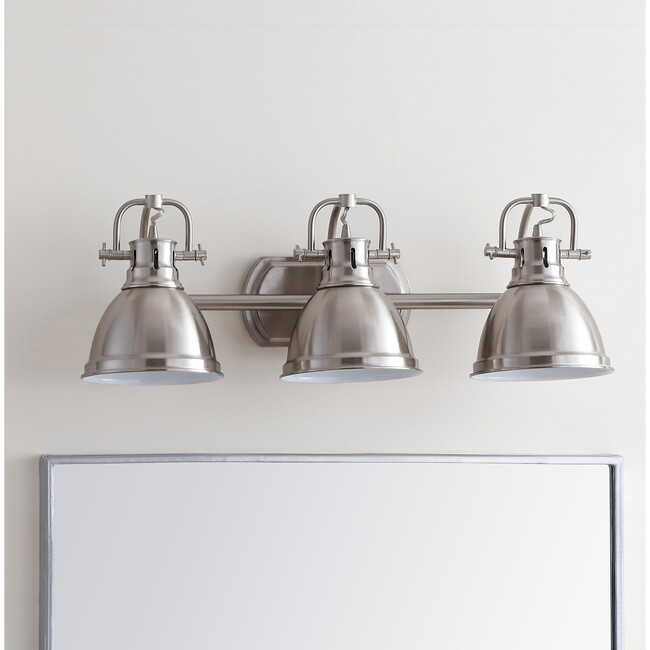 Roland Three Light Bathroom Sconce, Nickel - Lighting - 3