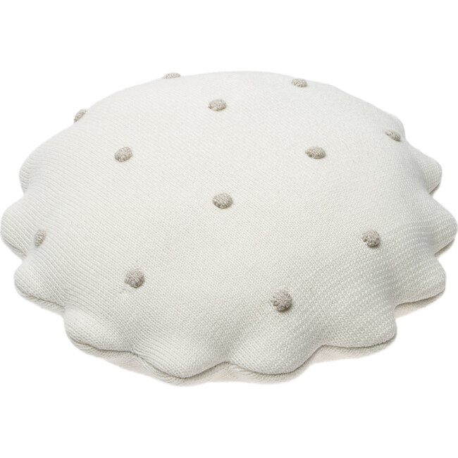 Round Knitted Biscuit Cushion, Ivory - Decorative Pillows - 2